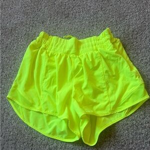 Neon Yellow Lululemon Hotty Hot Shorts size 4